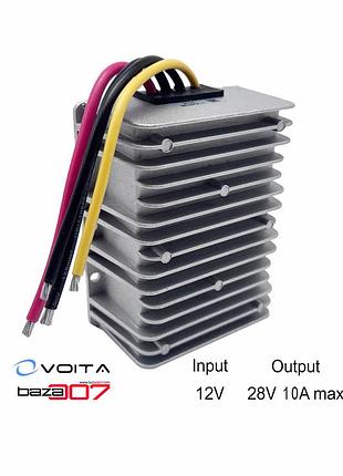 Вологостійкий підвищуючий dc-dc перетворювач напруги voitatech 12v в 28v 10a 280w (ip68)