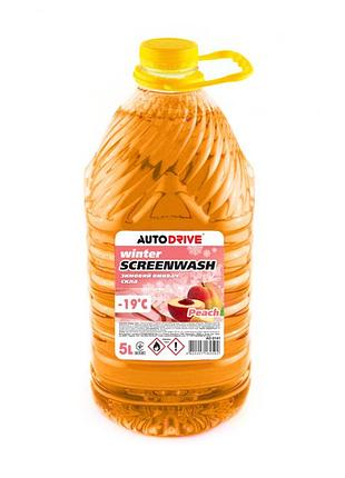 Омивач скла зимовий autodrive peach -19°c 5л для автомобіля очищаючий розчин від льоду та бруду ku-22