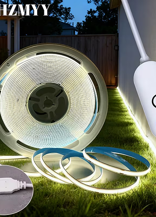 Светодиодная led лента cob гибкая с usb и сенсорной кнопкой (1 м, 6000k холодный белый)