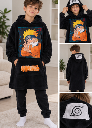 Флисовая туника-худи naruto для мальчика для дома на 10–12 лет пижама