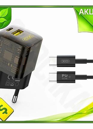 Ve зарядний пристрій xo ce05 new version pd30w qc3.0 18w для смартфона та планшета з type-c кабелем ко n6w_ver