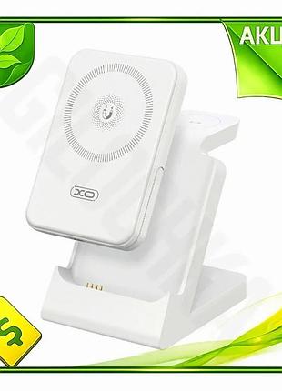 Ve бездротовий зарядний пристрій 3в1 new version xo білий power bank для смартфонів годинника та навуш n6w_ver