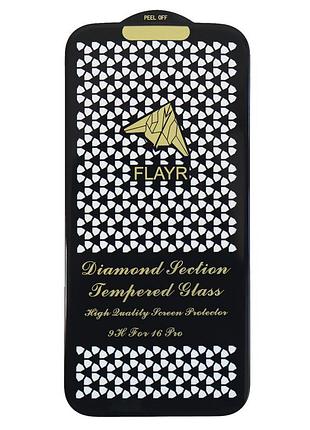 Защитное стекло flayr 5d diamond для iphone 16 pro прочное и ударопрочное стекло для защиты экрана телефона