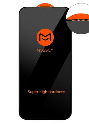 Захисне скло mossily для iphone 14 pro max чорне із захистом динаміка проти статичної електрики