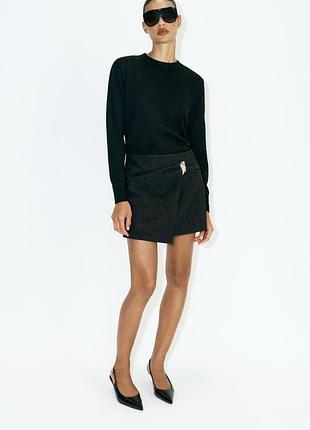 Юбка-шорты с эффектом кожи черная zara new