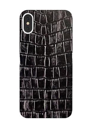 Защитная пленка кожа крокодила (черная) на заднюю панель для iphone x
