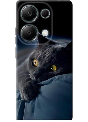 Чехол силиконовый на телефон xiaomi poco m6 pro дымчатый кот "825u-3452-58250"