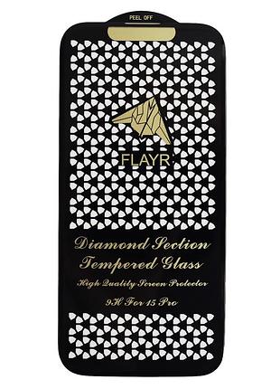 Защитное стекло flayr 5d diamond для iphone 15 pro ударопрочное стекло для защиты экрана телефона