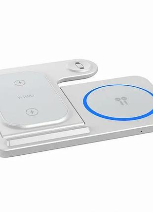 Беспроводная зарядка wiwu wi-w020 15 вт для смартфонов и гаджетов быстрая зарядка qi
