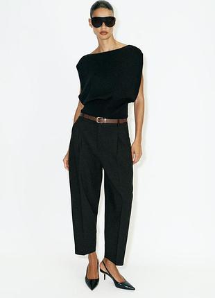Штани жіночі укорочені з ременем чорні zara new
