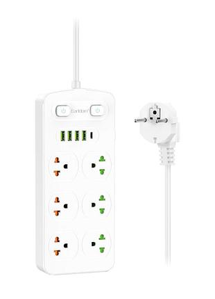 Подовжувач живлення 4usb 1usb-c 3.1 a для заряджання пристроїв earldom es-sc09