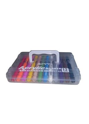 Набор акриловых маркеров aodemei acrylic marker (12 шт., арт. 6168-12) с мягкой кистью