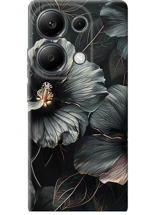 Чехол силиконовый на телефон xiaomi redmi note 14s 4g черные цветы "6031u-4028-58250"
