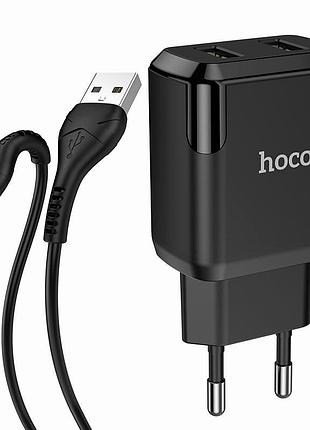Зарядное устройство hoco n7 2usb 2.1a для смартфонов и планшетов быстрое зарядное устройство с кабелем 1м черное