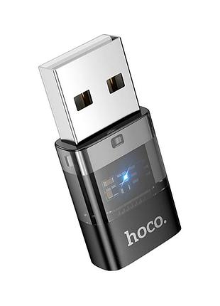 Адаптер usb a на usb c hoco ua36c чорний для зарядки та передачі даних 5v 2a 3a з підсвіткою та текстурою