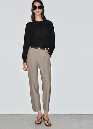 Штани жіночі укорочені з ременем бежеві zara new
