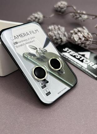 Лінзи на камеру для iphone 15 plus кольорові захисне скло прозоре протиударне 8. золотистий (yellow)