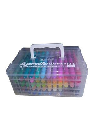 Набор акриловых маркеров aodemei acrylic marker (60 шт., арт. 6168-60) с мягкой кистью