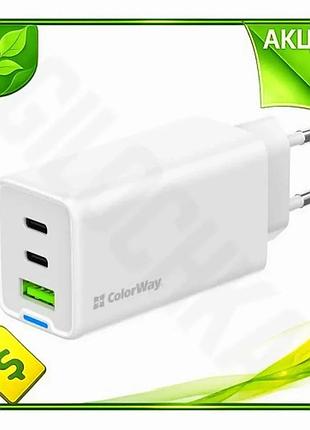 Ve сетевое зарядное устройство для new version colorway 65 вт gan 2xtype-c 1xusb для ноутбуков смартфо n6w_ver