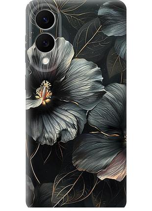 Чохол силіконовий на телефон samsung galaxy s25 edge чорні квіти "6031u-3923-58250"