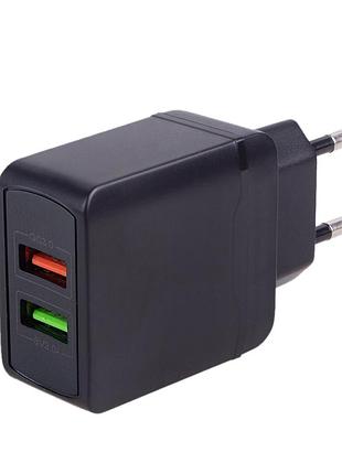 Сетевое зарядное устройство voin 28w, 2 usb, qc3.0 (port 1-5v*3a/9v*2a/12v*1.5a. port 2-5v2a)