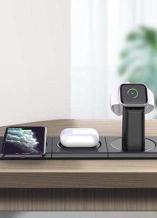 Беспроводная зарядная док станция 3в1 qi charger