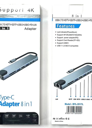 Универсальный адаптер мультипортовый usb хаб 8-в-1