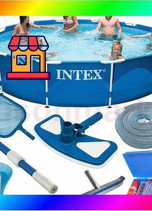 Bs басейн круглий каркасний best mix (366x76см) intex, каркасний збірний басейн, глибокий каркасний ба bas77/n