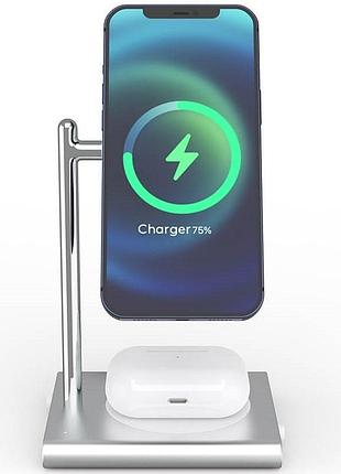 Бездротова зарядна стійкість 2 в 1 magsafe док-станція iphone 12, 13, 14, 15, 16