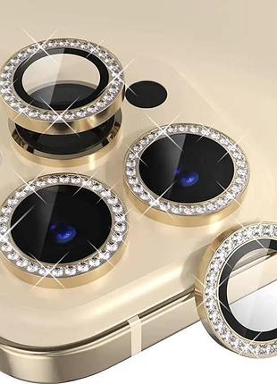 Захисне скло на камеру роздільні для apple iphone 13 pro / 13 pro max diamonds-golden
