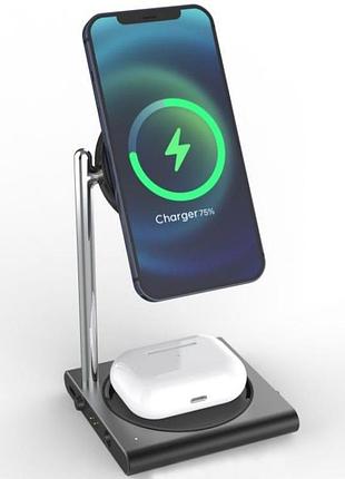 Бездротова зарядна стійкість 2 в 1 magsafe док-станція iphone 16, 15, 14, 12, 13