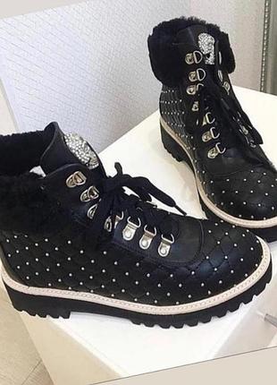 Черевики жіночі philipp plein чорні шкіряні