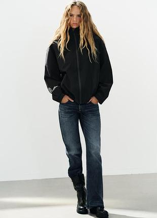 Куртка-ветровка женская черная с молнией zara new