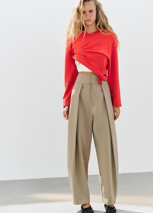 Брюки женские светло-коричневые balloon zara new