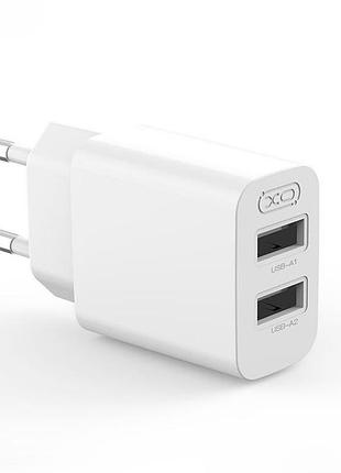 Сетевой блок xo l109, 2 порта usb-a, 5v/2.4a, для смартфонов и планшетов, белый
