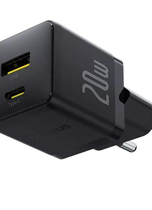 Сетевой зарядный baseus palm 20 вт с usb и type-c портами, черный, артикул p10111608113-00