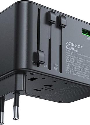Зарядное устройство для acefast z1 75w gan, 5 usb портов (3 usb-c, 2 usb-a), быстрая зарядка, черный