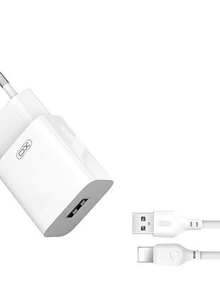 Сетевое зарядное устройство xo l99 с одним usb-a портом 5v 2.4a с кабелем usb-a – lightning белый