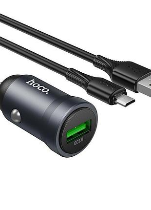 Автомобильное зарядное устройство для hoco z62 energy metal grey 18 вт usb-a pd qc с кабелем micro usb (24329)