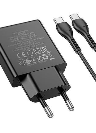 Блок питания hoco n38, выход type-c, мощность 20w, сила тока 3а, черный