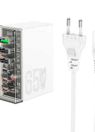Адаптер мережевий hoco fuerza six-port charger n36 usb type-c 65w 3a