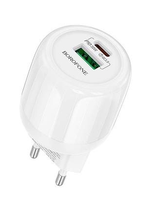 Блок питания borofone ba94a 30w, сетевой адаптер быстрой зарядки usb-c/usb-a