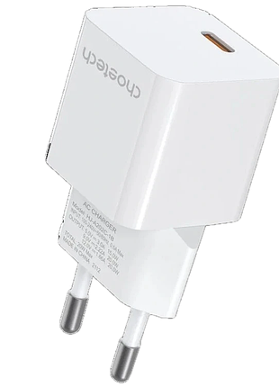 Зарядный адаптер choetech pd5010 mini, 20вт, gan, usb-c, поддержка быстрой зарядки, белый