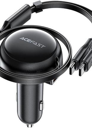 Зарядка в авто acefast b13, 3×usb, 53 вт, поддержка pd3.0 и qc4.0, кабель 0.85 м в комплекте, черный