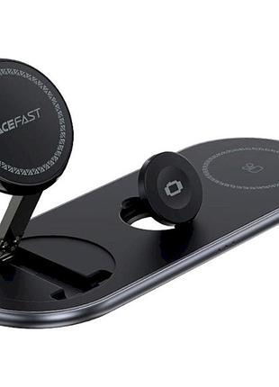 Магнитная беспроводная станция acefast e19 qi2 black 3 в 1 с поддержкой mag-charge для iphone