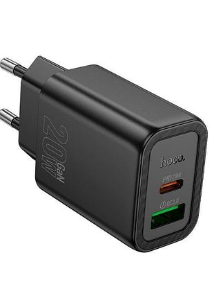 Зарядное устройство hoco n61 gentle, usb-c + usb-a, быстрая зарядка pd/qc, черный