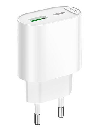 Сетевой адаптер hoco c109a быстрая зарядка 20w, type-c+usb-a