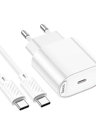 Сетевое зарядное устройство hoco c109a white 20 вт usb type-c с кабелем type-c to type-c