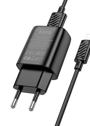 Сетевое зарядное устройство hoco lightning cable solid single port charger c134a 12вт usb черный