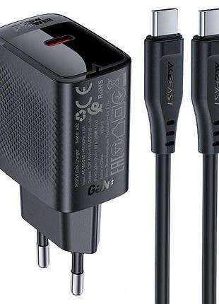Универсальный зарядный блок acefast a82 20w pd/qc с комплектным кабелем, черный